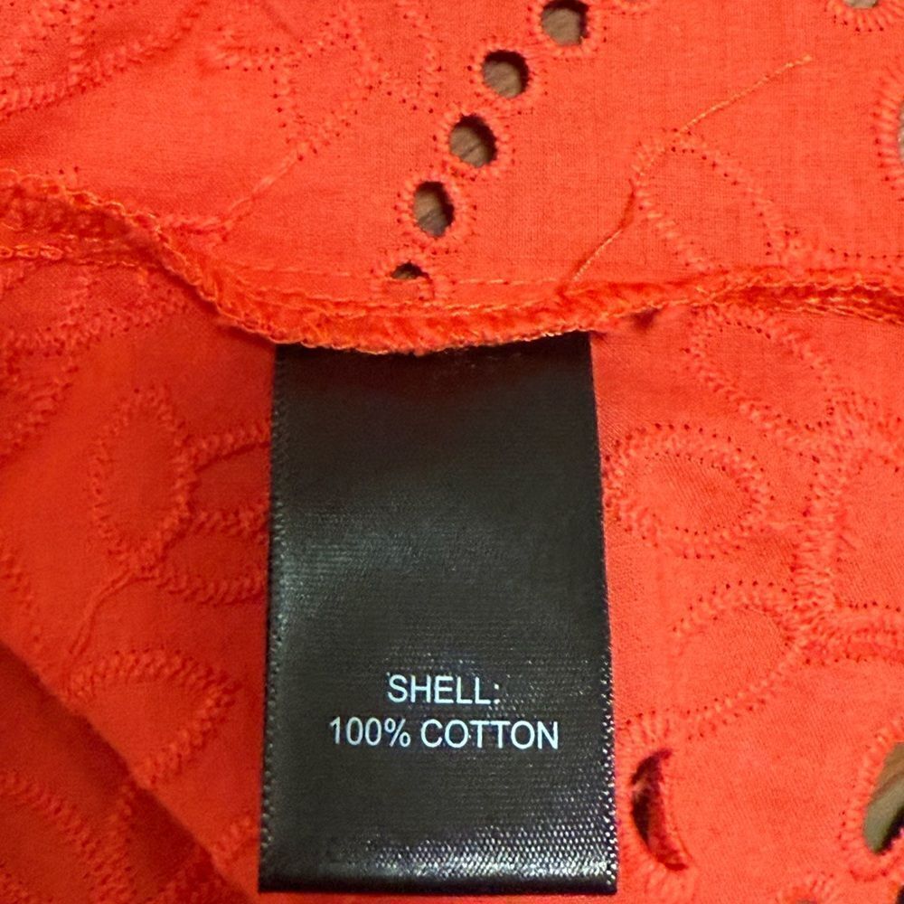 NWT Cynthia Rowley Woman’s Eyelet Embroidered Cotton Blouse in Red. Size XS. - Picture 10 of 11